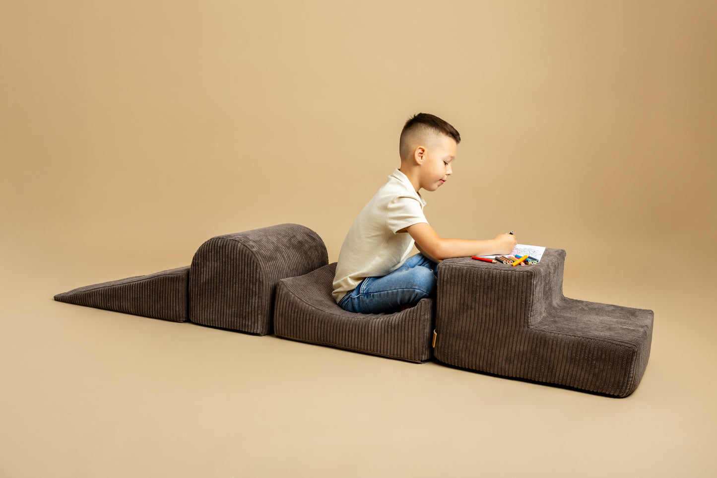 MeowBaby® Foam blokken speelset met ballenbak Bruin, Goud & Parelwit